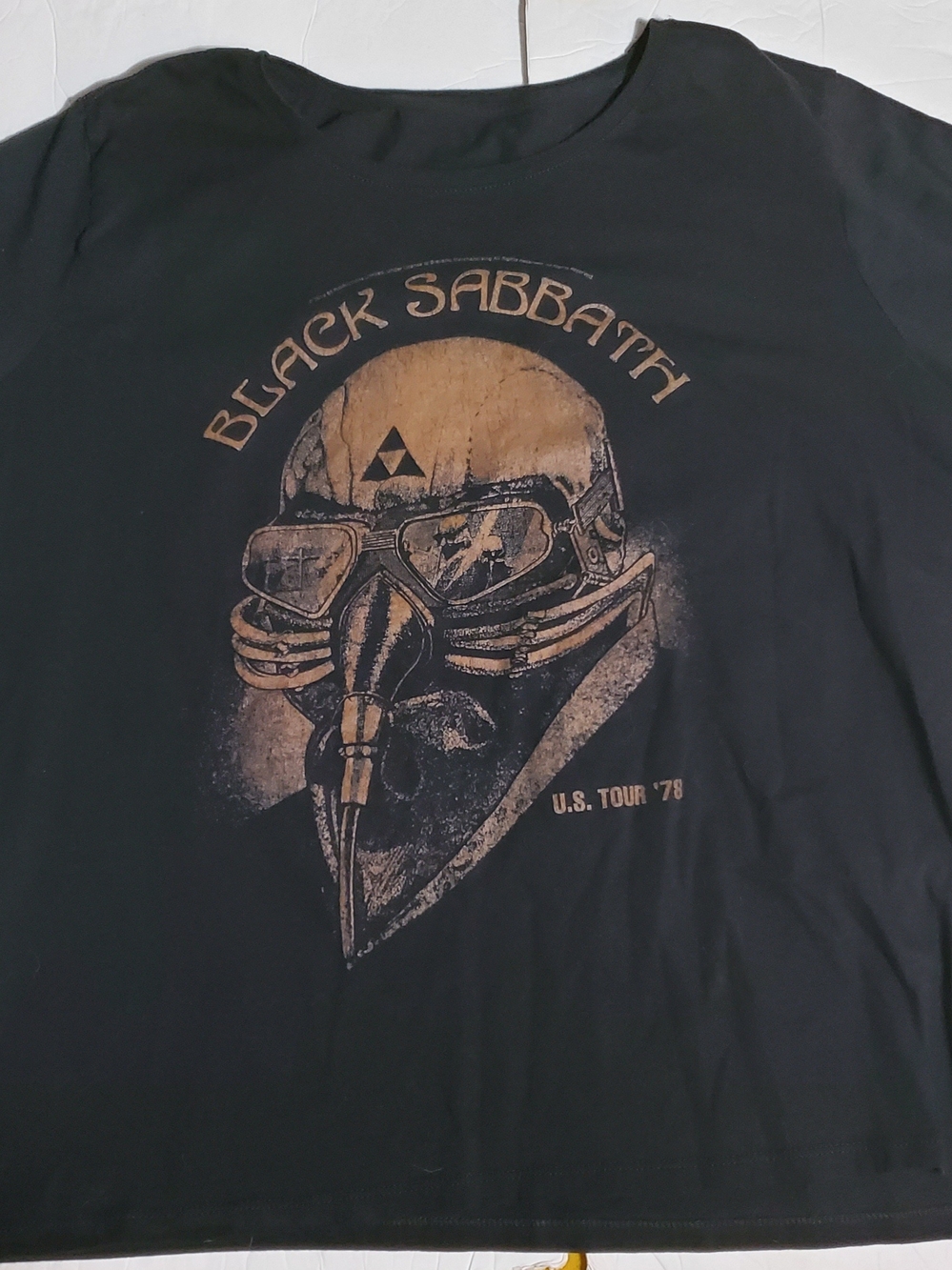 Black Short Sleeve Black Sabbath Graphic Tee - Black with Tan Print
